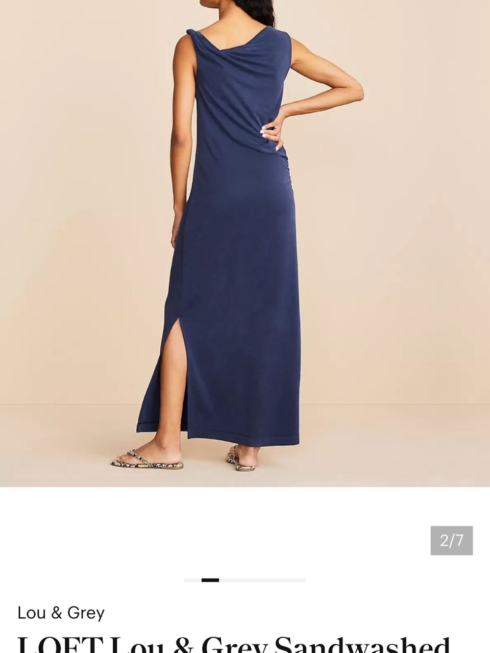 Lou & Grey Navy Sleeveless Maxi Dress with Side Slit